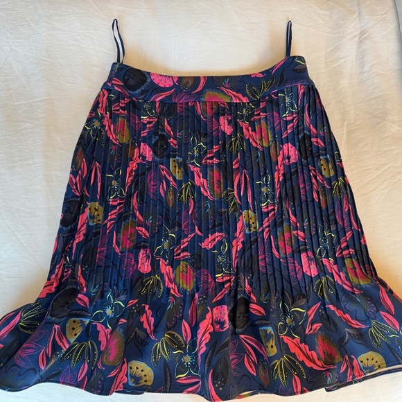 Saloni Navy Pink Floral Maggie Pintucked Mini Skirt - Picture 1 of 3